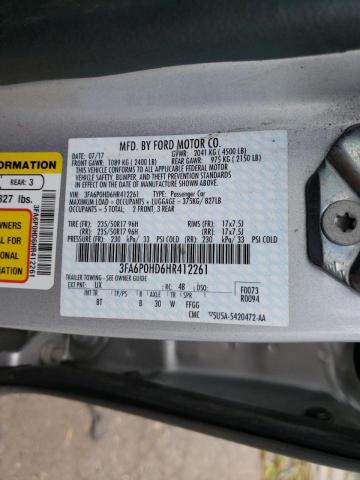 Photo 10 from auction – 2017 FORD FUSION SE with VIN 3FA6P0HD6HR412261