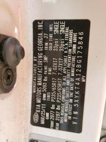 Photo 10 from auction – 2011 KIA SORENTO BA with VIN 5XYKT4A12BG175846