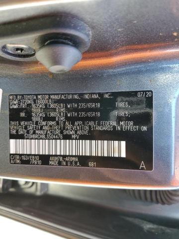Photo 10 from auction – 2020 TOYOTA HIGHLANDER with VIN 5TDHBRCH8LS504476