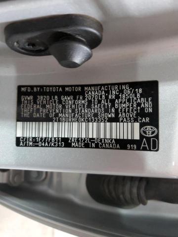 Photo 10 from auction – 2019 TOYOTA COROLLA L with VIN 2T1BURHE0KC133352