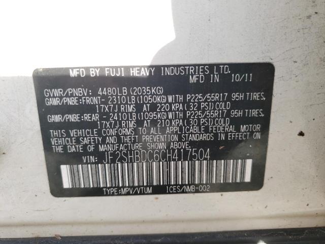 Photo 10 from auction – 2012 SUBARU FORESTER 2 with VIN JF2SHBDC6CH417504