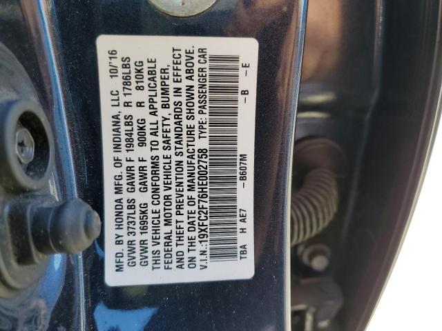 Photo 10 from auction – 2017 HONDA CIVIC EX with VIN 19XFC2F76HE002758