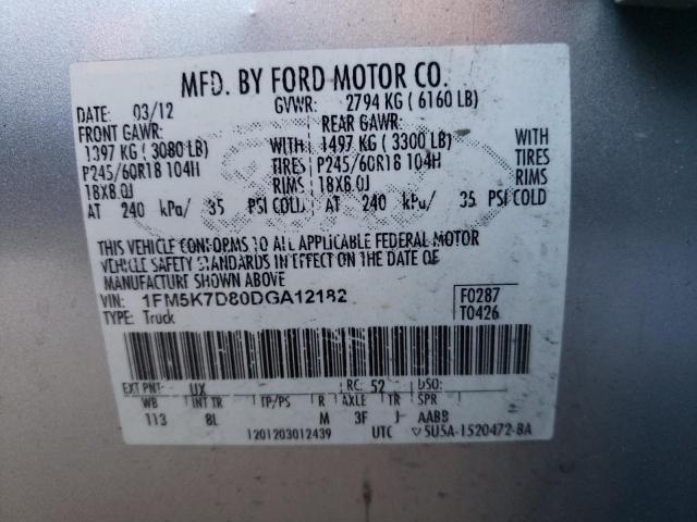Photo 10 from auction – 2013 FORD EXPLORER X with VIN 1FM5K7D80DGA12182