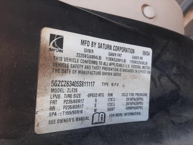 Photo 10 from auction – 2005 SATURN VUE with VIN 5GZCZ63405S811117