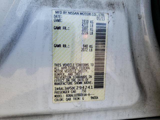 Photo 10 from auction – 2013 NISSAN ALTIMA 2.5 with VIN 1N4AL3AP5DC294241
