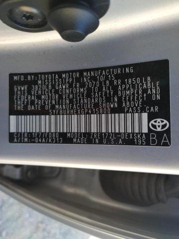 Photo 10 from auction – 2016 TOYOTA COROLLA L with VIN 5YFBURHEXGP415800