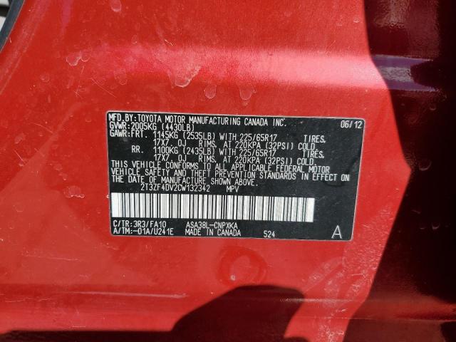 Photo 10 from auction – 2012 TOYOTA RAV4 with VIN 2T3ZF4DV2CW132342