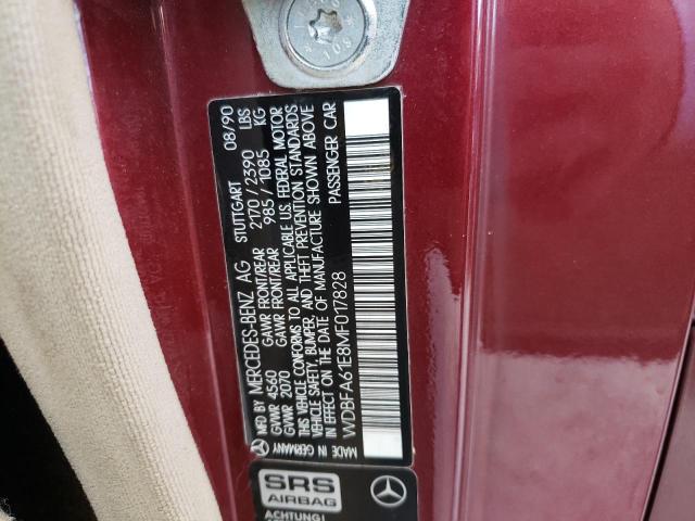 Photo 10 from auction – 1991 MERCEDES-BENZ 300 SL with VIN WDBFA61E8MF017828