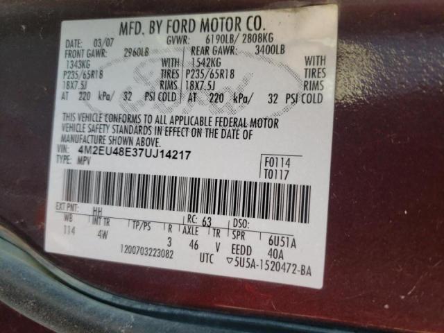 Photo 10 from auction – 2007 MERCURY MOUNTAINEE with VIN 4M2EU48E37UJ14217