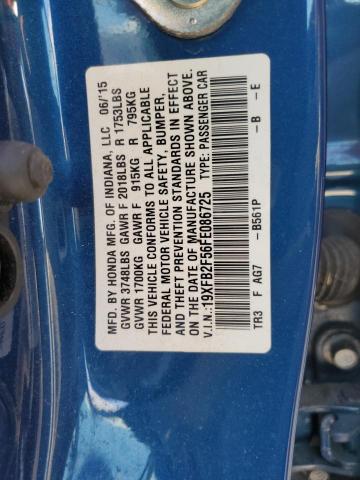 Photo 10 from auction – 2015 HONDA CIVIC LX with VIN 19XFB2F56FE086725