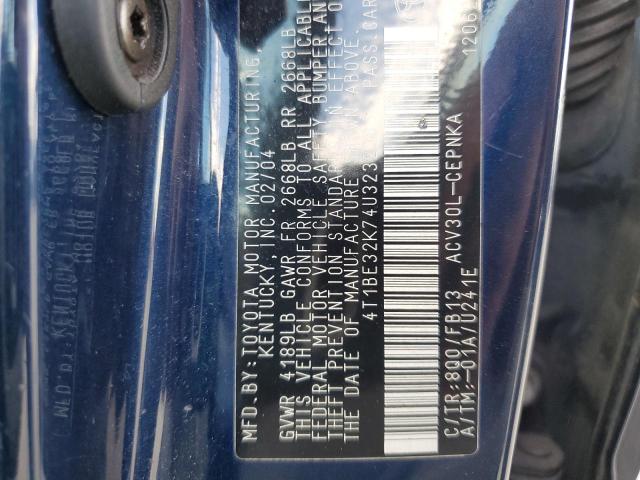Photo 10 from auction – 2004 TOYOTA CAMRY LE with VIN 4T1BE32K74U323238