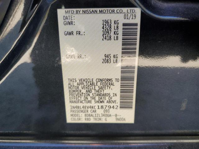 Photo 10 from auction – 2019 NISSAN ALTIMA SL with VIN 1N4BL4EV4KC187942