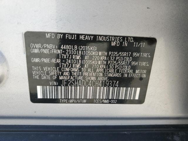 Photo 10 from auction – 2012 SUBARU FORESTER 2 with VIN JF2SHADC4CH419374