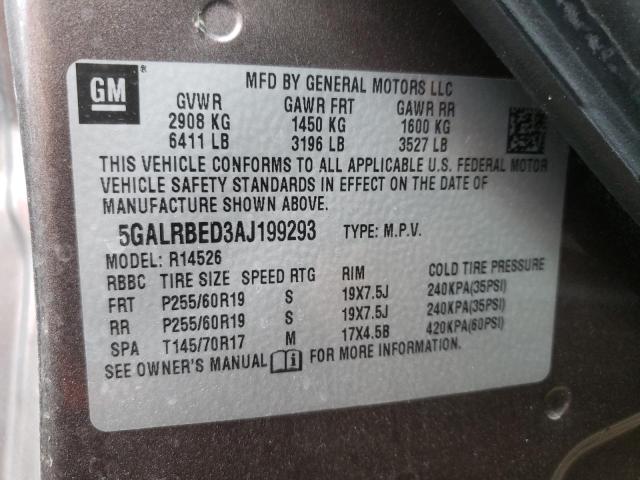 Photo 10 from auction – 2010 BUICK ENCLAVE CX with VIN 5GALRBED3AJ199293