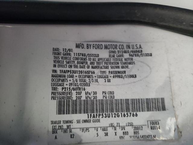 Photo 10 from auction – 2002 FORD TAURUS SE with VIN 1FAFP53U12G165766