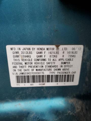 Photo 10 from auction – 2012 HONDA FIT with VIN JHMGE8H37CC038775