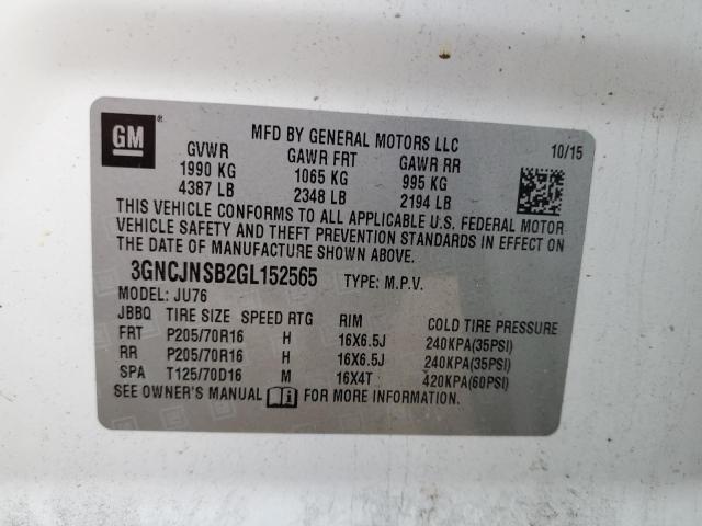 Photo 10 from auction – 2016 CHEVROLET TRAX LS with VIN 3GNCJNSB2GL152565
