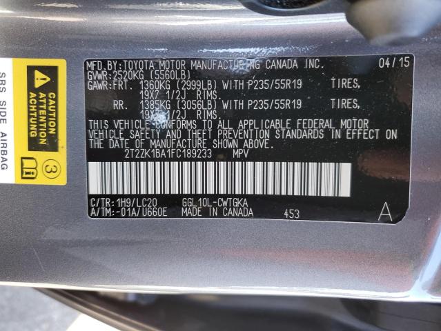 Photo 10 from auction – 2015 LEXUS RX 350 with VIN 2T2ZK1BA1FC189233
