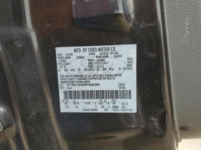 Photo 10 from auction – 2006 FORD F150 with VIN 1FTRX12W06FB42395