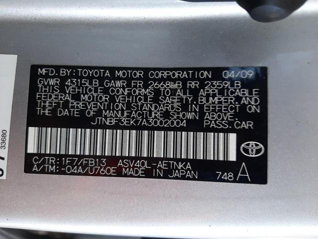 Photo 10 from auction – 2010 TOYOTA CAMRY BASE with VIN JTNBF3EK7A3002004