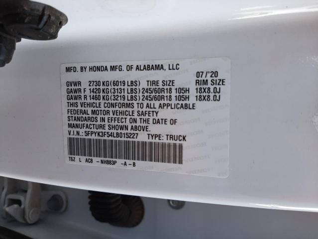 Photo 10 from auction – 2020 HONDA RIDGELINE with VIN 5FPYK3F54LB015227