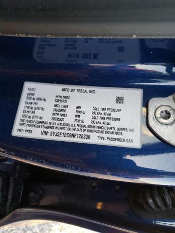 Photo 10 from auction – 2022 TESLA MODEL 3 with VIN 5YJ3E1EC9NF128236