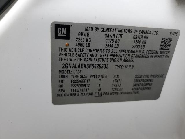 Photo 10 from auction – 2015 CHEVROLET EQUINOX LS with VIN 2GNALAEK3F6429233