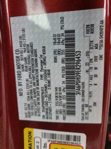 Photo 10 from auction – 2014 FORD FUSION SE with VIN 3FA6P0HD9ER296453