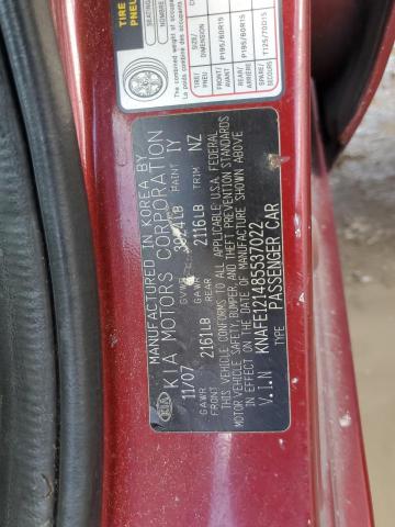 Photo 10 from auction – 2008 KIA SPECTRA EX with VIN KNAFE121485537022
