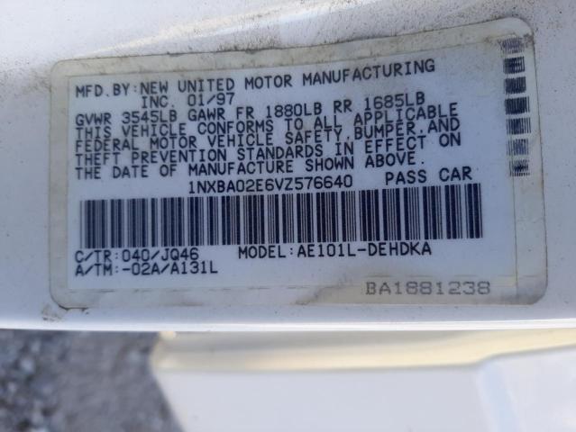 Photo 10 from auction – 1997 TOYOTA COROLLA BA with VIN 1NXBA02E6VZ576640