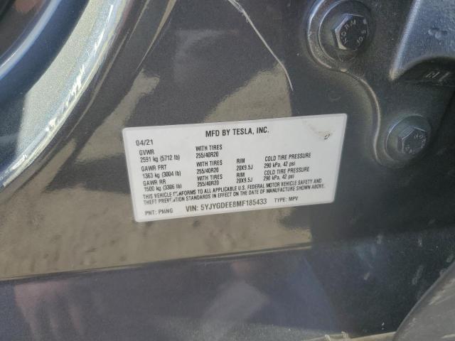 Photo 10 from auction – 2021 TESLA MODEL Y with VIN 5YJYGDEE8MF185433