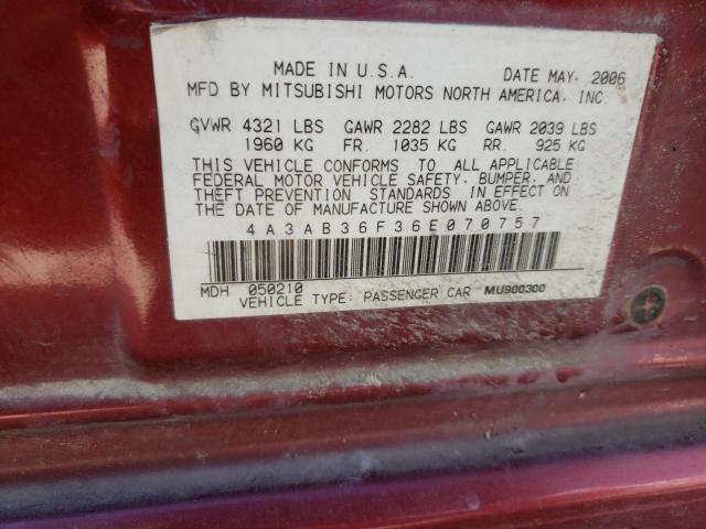 Photo 10 from auction – 2006 MITSUBISHI GALANT ES with VIN 4A3AB36F36E070757