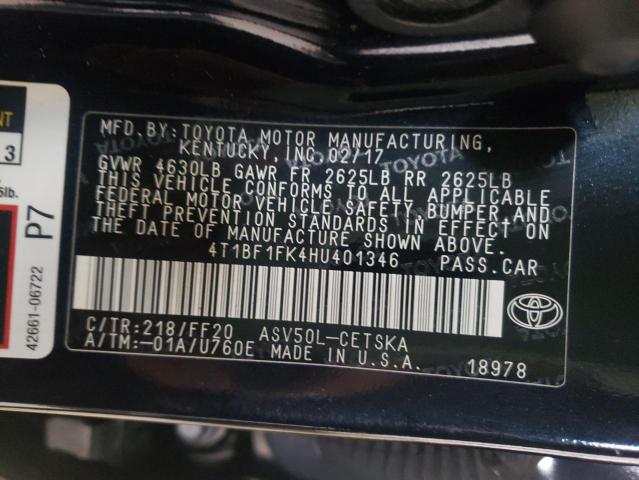 Photo 10 from auction – 2017 TOYOTA CAMRY LE with VIN 4T1BF1FK4HU401346