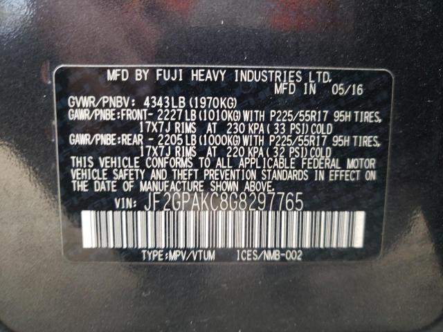 Photo 10 from auction – 2016 SUBARU CROSSTREK with VIN JF2GPAKC8G8297765