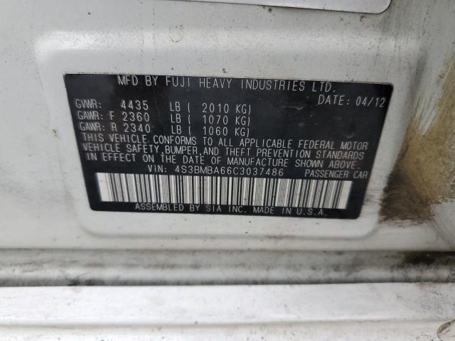 Photo 10 from auction – 2012 SUBARU LEGACY 2.5 with VIN 4S3BMBA66C3037486