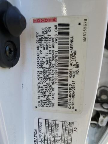 Photo 10 from auction – 2002 TOYOTA CAMRY LE with VIN JTDBE32K720067871