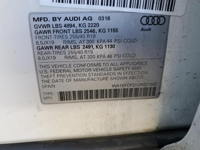 Photo 10 from auction – 2016 AUDI Q3 PREMIUM with VIN WA1EFCFS1GR021342