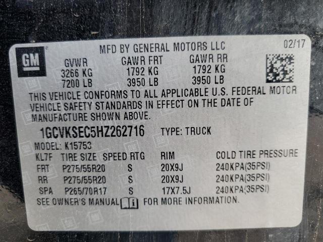 Photo 10 from auction – 2017 CHEVROLET SILVERADO with VIN 1GCVKSEC5HZ262716