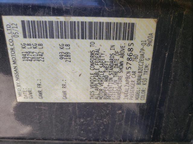 Photo 10 from auction – 2012 NISSAN ALTIMA BAS with VIN 1N4AL2AP8CN578685