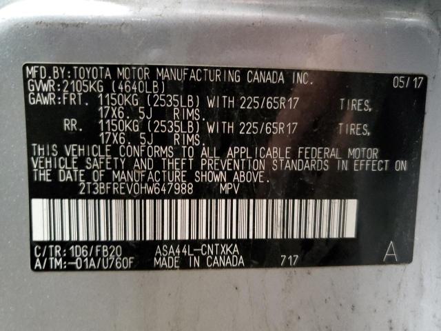 Photo 10 from auction – 2017 TOYOTA RAV4 LE with VIN 2T3BFREV0HW647988