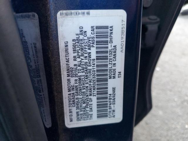 Photo 10 from auction – 2003 TOYOTA COROLLA MA with VIN 2T1KR32E33C011416