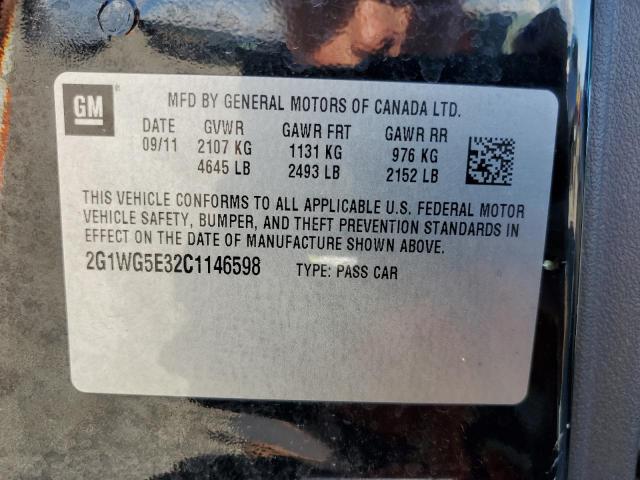 Photo 10 from auction – 2012 CHEVROLET IMPALA LT with VIN 2G1WG5E32C1146598