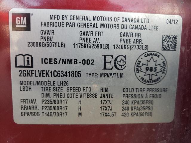 Фото 10 с аукциона – 2012 GMC TERRAIN SL с VIN 2GKFLVEK1C6341805