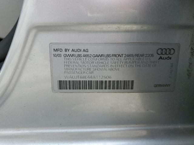 Photo 10 from auction – 2004 AUDI A4 3.0 with VIN WAUJT68E44A112506