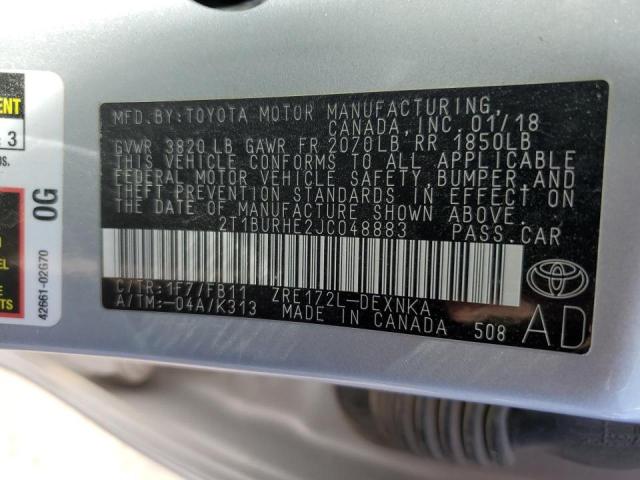 Photo 10 from auction – 2018 TOYOTA COROLLA L with VIN 2T1BURHE2JC048883