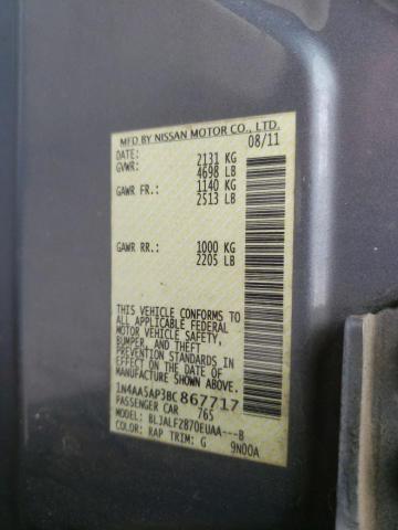 Photo 10 from auction – 2011 NISSAN MAXIMA S with VIN 1N4AA5AP3BC867717