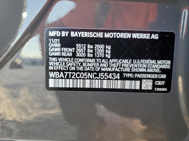 Photo 10 from auction – 2022 BMW 740 I with VIN WBA7T2C05NCJ55434