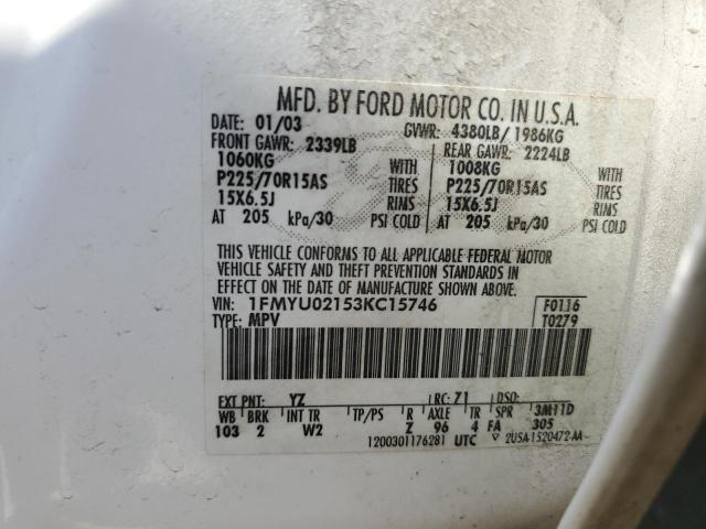 Photo 10 from auction – 2003 FORD ESCAPE with VIN 1FMYU02153KC15746