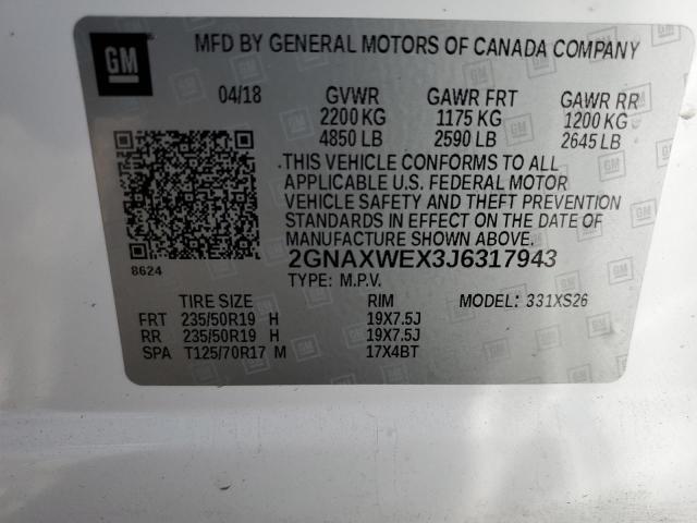 Photo 10 from auction – 2018 CHEVROLET EQUINOX PR with VIN 2GNAXWEX3J6317943