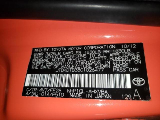 Photo 10 from auction – 2012 TOYOTA PRIUS C with VIN JTDKDTB38C1026477